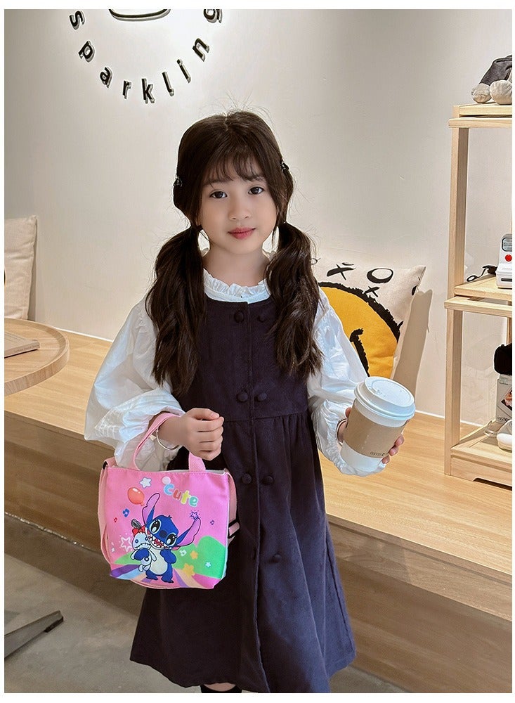 غرزة قماش حقيبة جديدة الكرتون لطيف حقيبة يد المدرسة الابتدائية حقيبة الكتف روضة الأطفال حقيبة كروس بودي - Image 4